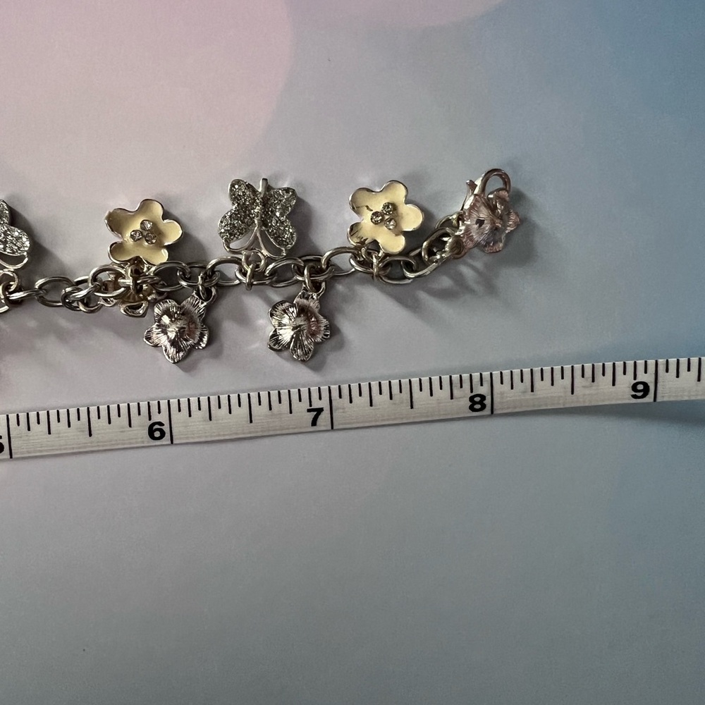 Silver Enamel Flower Charm Bracelet or
Purse charm string - Picture 7 of 10